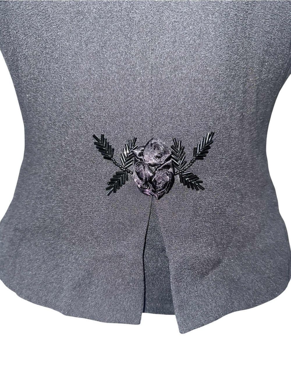 VTG Susan Bristol Black Floral Jacquard Button Front Beaded Vest Vintage Womens - Picture 7 of 11